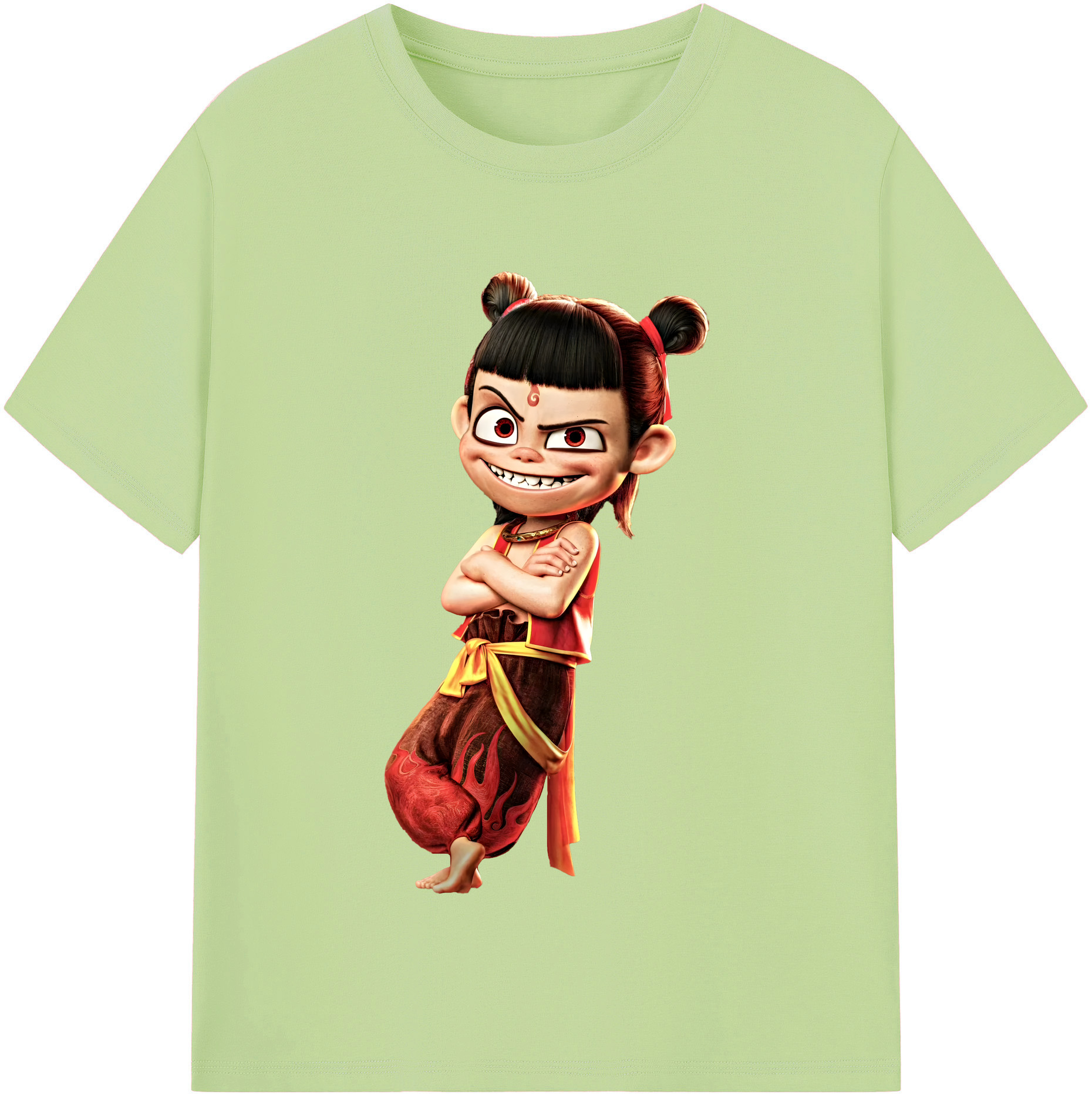 （画像用） Ne Zha 2 ナタ 魔童の大暴れ 綿100％半袖Tシャツ（フロントプリント）